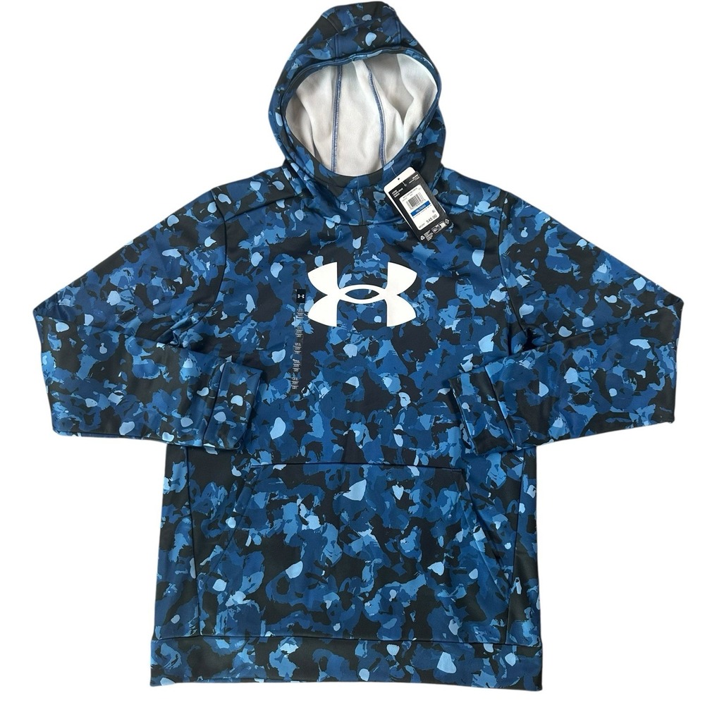 NEW Under Armour Youth Boys XL Camo Blue Black Hoodie Sweatshirt Fleece‎